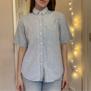Vintage Blue and White Striped Button Down Shirt